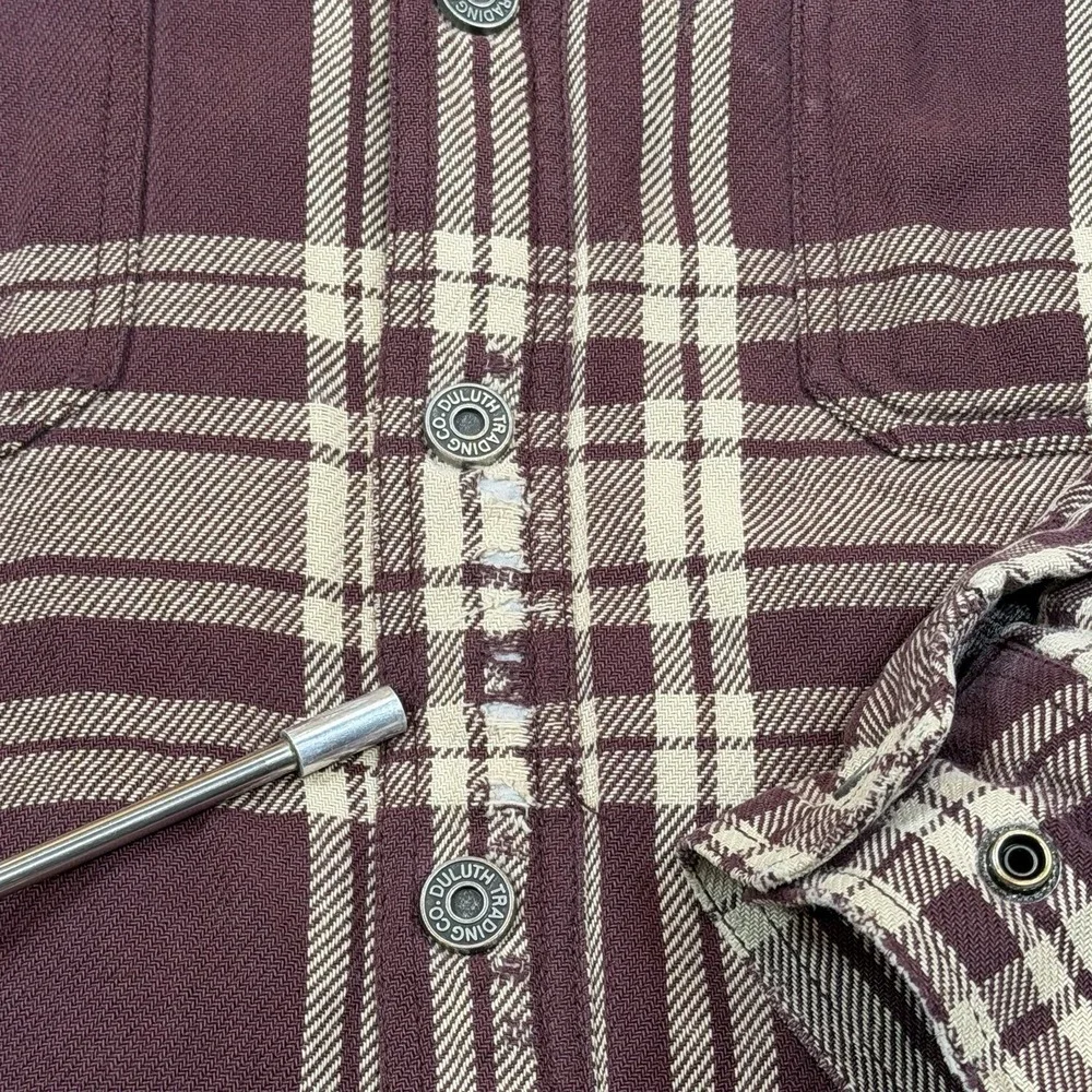 Duluth Trading Co Relaxed Fit Fleece‎ Lined Plaid Shirt Jacket Men's Large